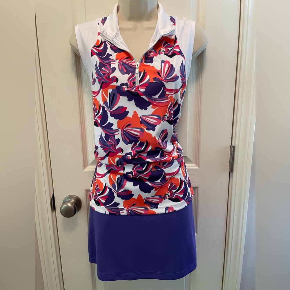 PGA Tour Floral Top with Matching Violet Airflux Skort